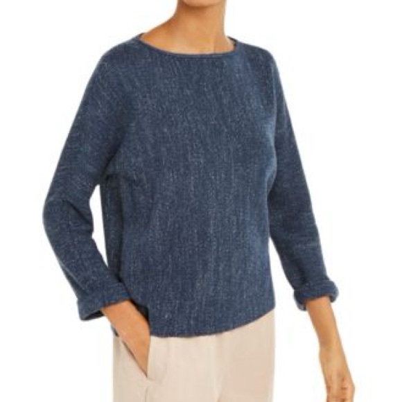 Eileen Fisher Navy Knit Blouse - Picture 1 of 4